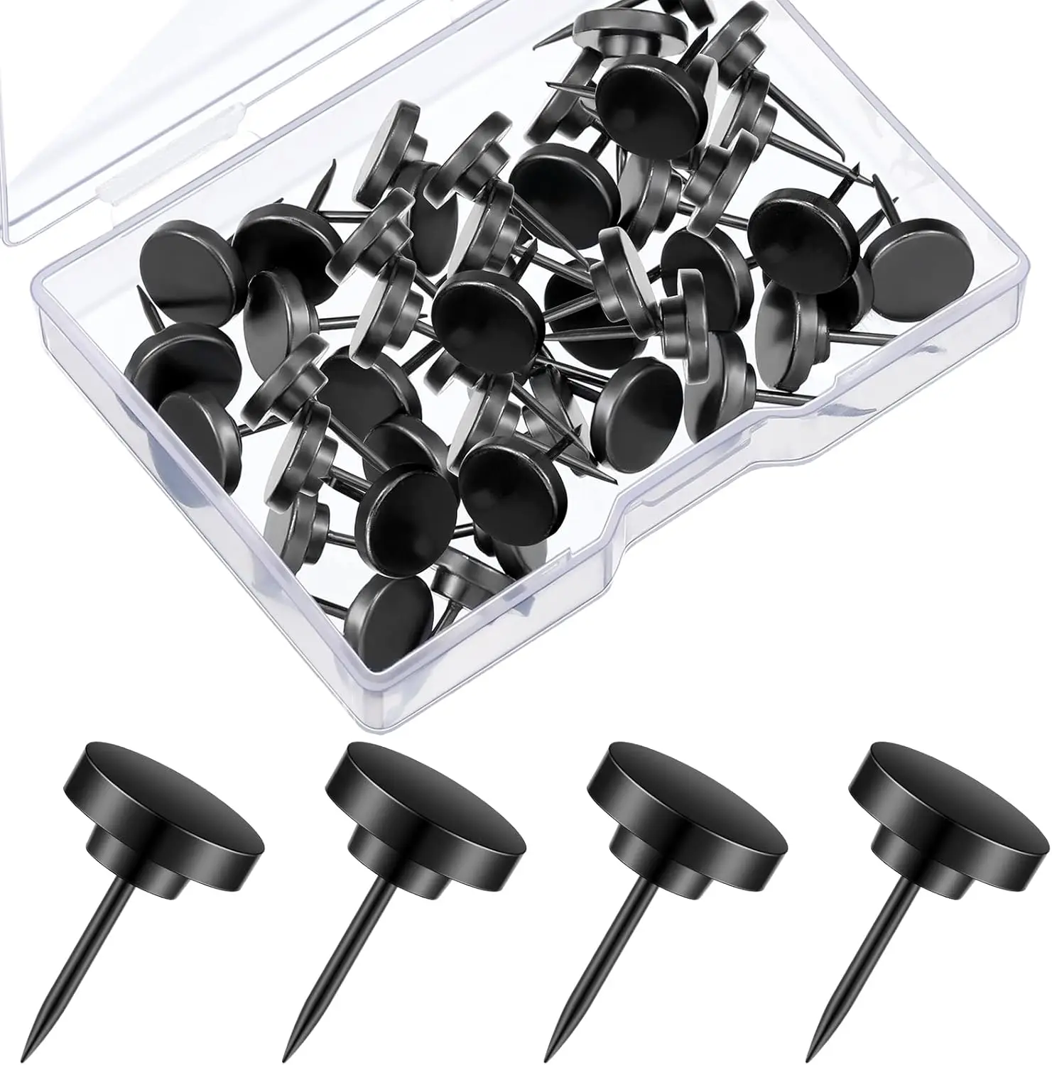 30 Black Metal Push Pins for Hanging Photos, Posters, Maps on Boards and Walls in Office or Home
30 Black Metal Push Pins for Hanging Photos, Posters, Maps on Boards and Walls in Office or Home