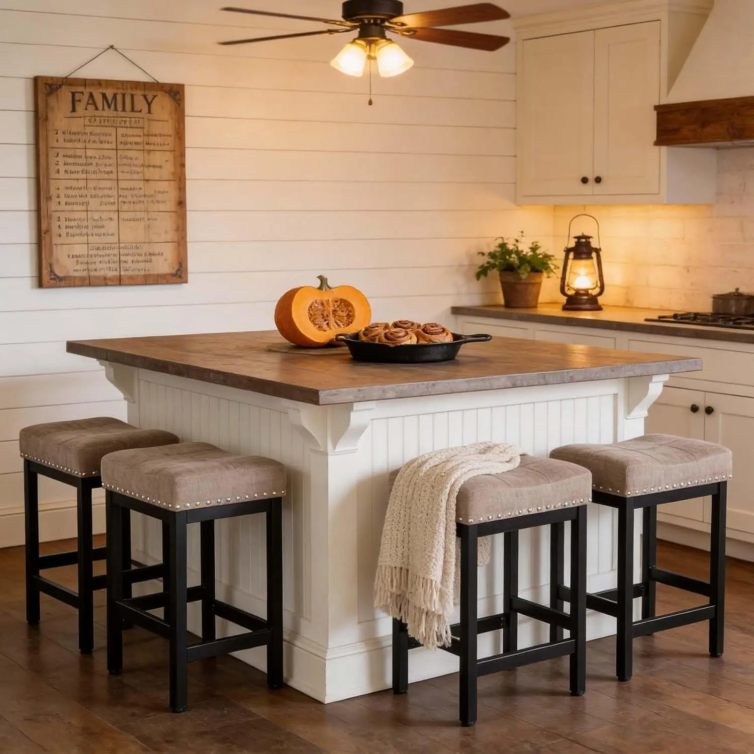 25in Backless Saddle Bar Stools 4 Pack, Taupe Fabric Nailhead Seat, Matte Black Metal, Farmhouse Kitchen, Customized
25in Backless Saddle Bar Stools 4 Pack, Taupe Fabric Nailhead Seat, Matte Black Metal, Farmhouse Kitchen, Customized