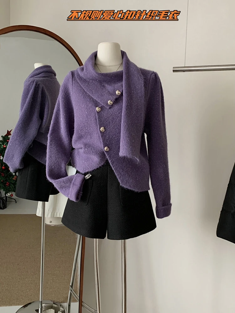 Knitted Cardigan Coat Women Fall Winter Clothing V-neck Irregular Design Vintage Temperament Soft Glutinous Loose Short Sweater
Knitted Cardigan Coat Women Fall Winter Clothing V-neck Irregular Design Vintage Temperament Soft Glutinous Loose Short Sweater
