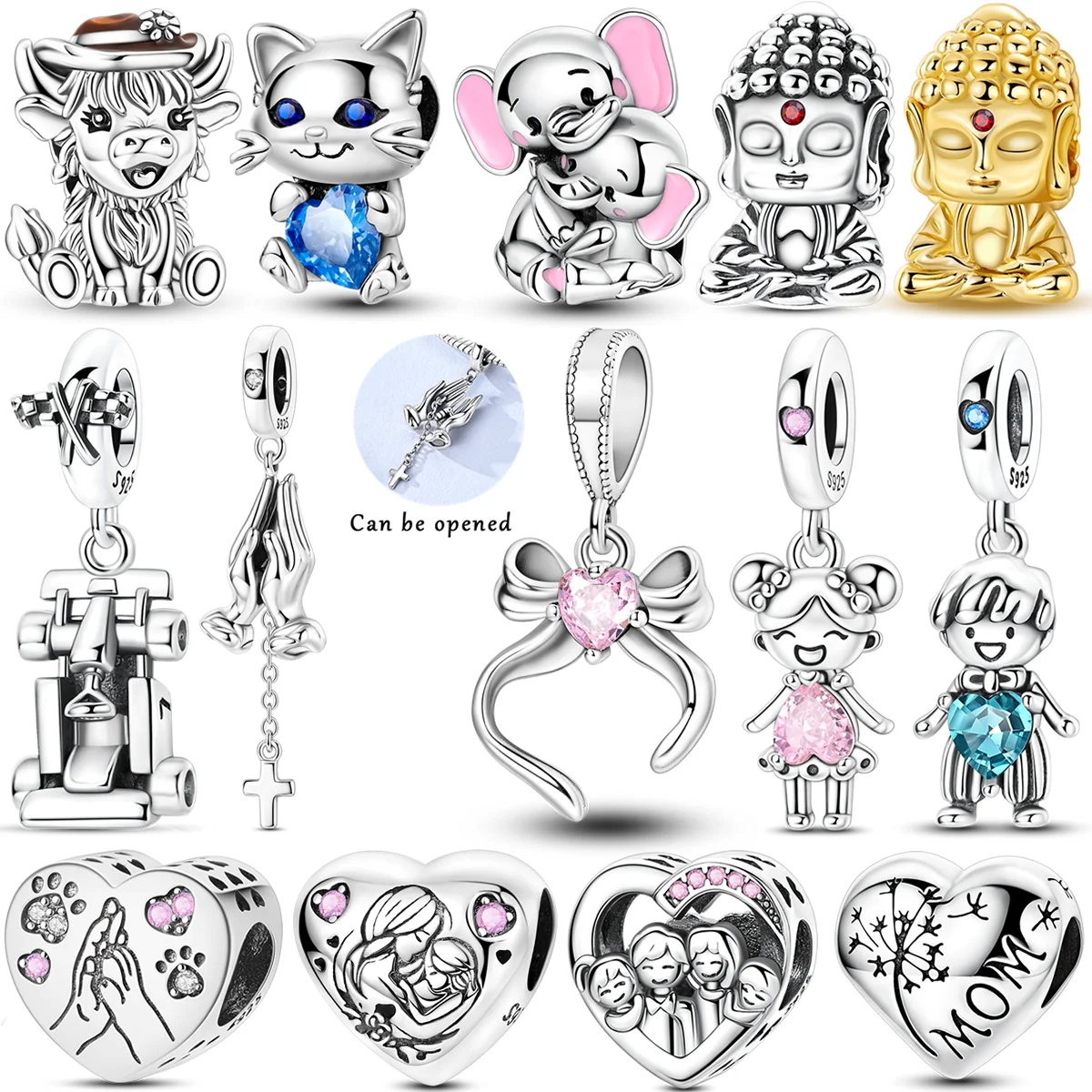 925 Sterling Silver Golden Buddha Charms Bead CZ Zircon Love Family Heart Pendants Fit Original Bracelet DIY Jewelry Women Gift
925 Sterling Silver Golden Buddha Charms Bead CZ Zircon Love Family Heart Pendants Fit Original Bracelet DIY Jewelry Women Gift