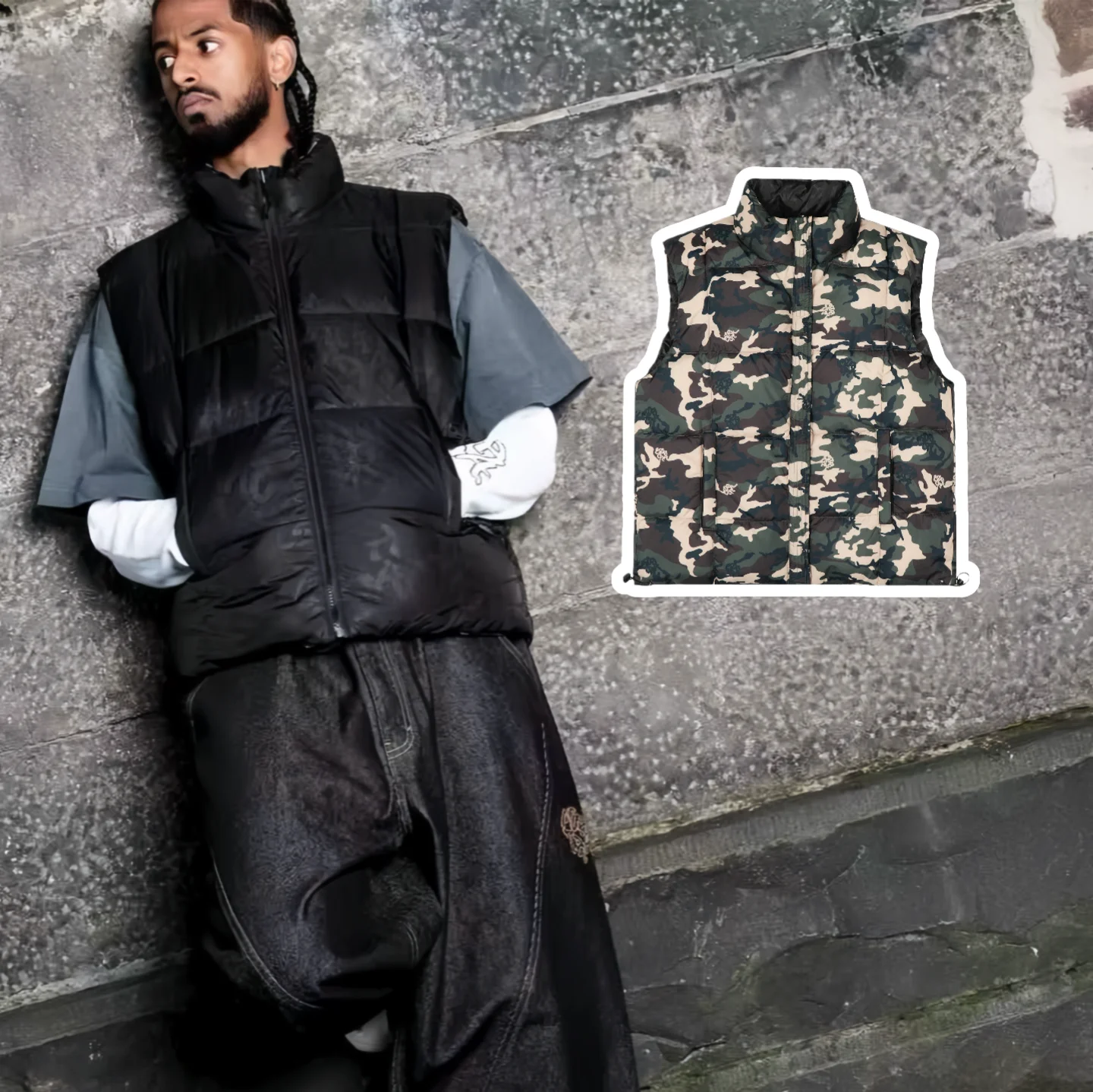 Mertra American Street Retro Camouflage Double-Sided Vest Jacket Trendy Streetwear High Street Hip Hop Flower Pattern Zipper ...
Mertra American Street Retro Camouflage Double-Sided Vest Jacket Trendy Streetwear High Street Hip Hop Flower Pattern Zipper ...