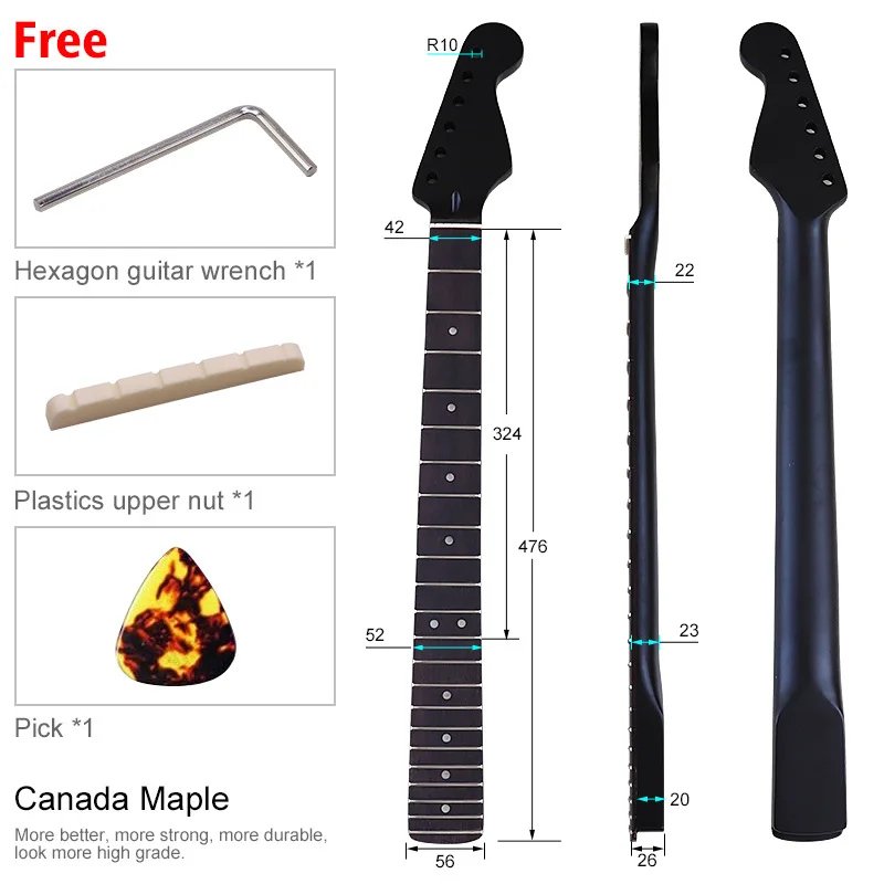 6-string 22fret electric guitar neck, black matte maple guitar handle, DIY guitar instrument accessories
6-string 22fret electric guitar neck, black matte maple guitar handle, DIY guitar instrument accessories
