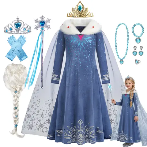 2026 Elsa Mädchen Prinzessin Kostüm Kleid Cosplay Outfit Schneekönigin Prinzessin Dress Up Halloween Geburtstag Karneval Party Outfit