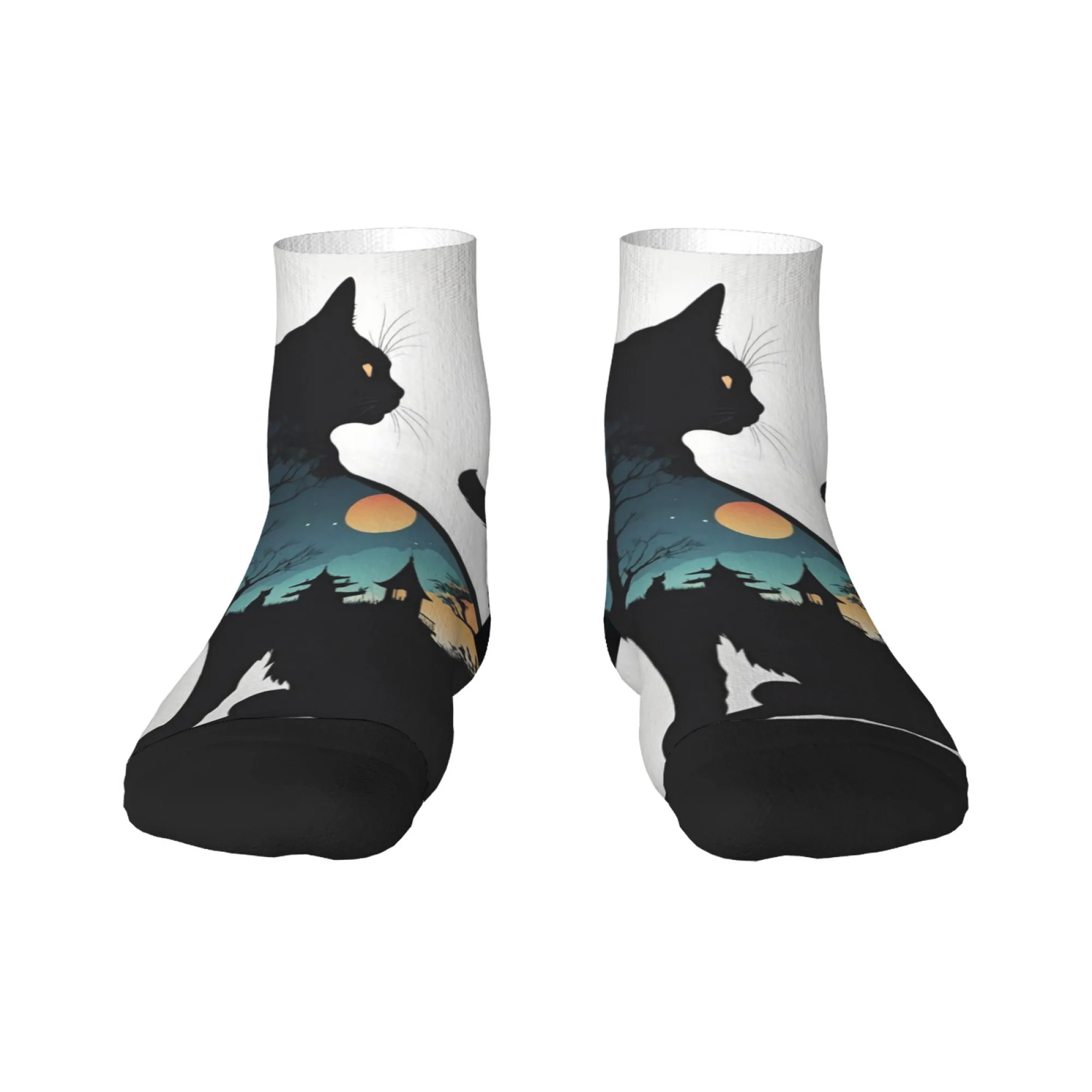 Короткие носки с черным котом, удобные повседневные носки из смеси полиэстера для женщин и мужчин, унисекс, мягкие дышащие, легкие, модные 
Короткие носки с черным котом, удобные повседневные носки из смеси полиэстера для женщин и мужчин, унисекс, мягкие дышащие, легкие, модные