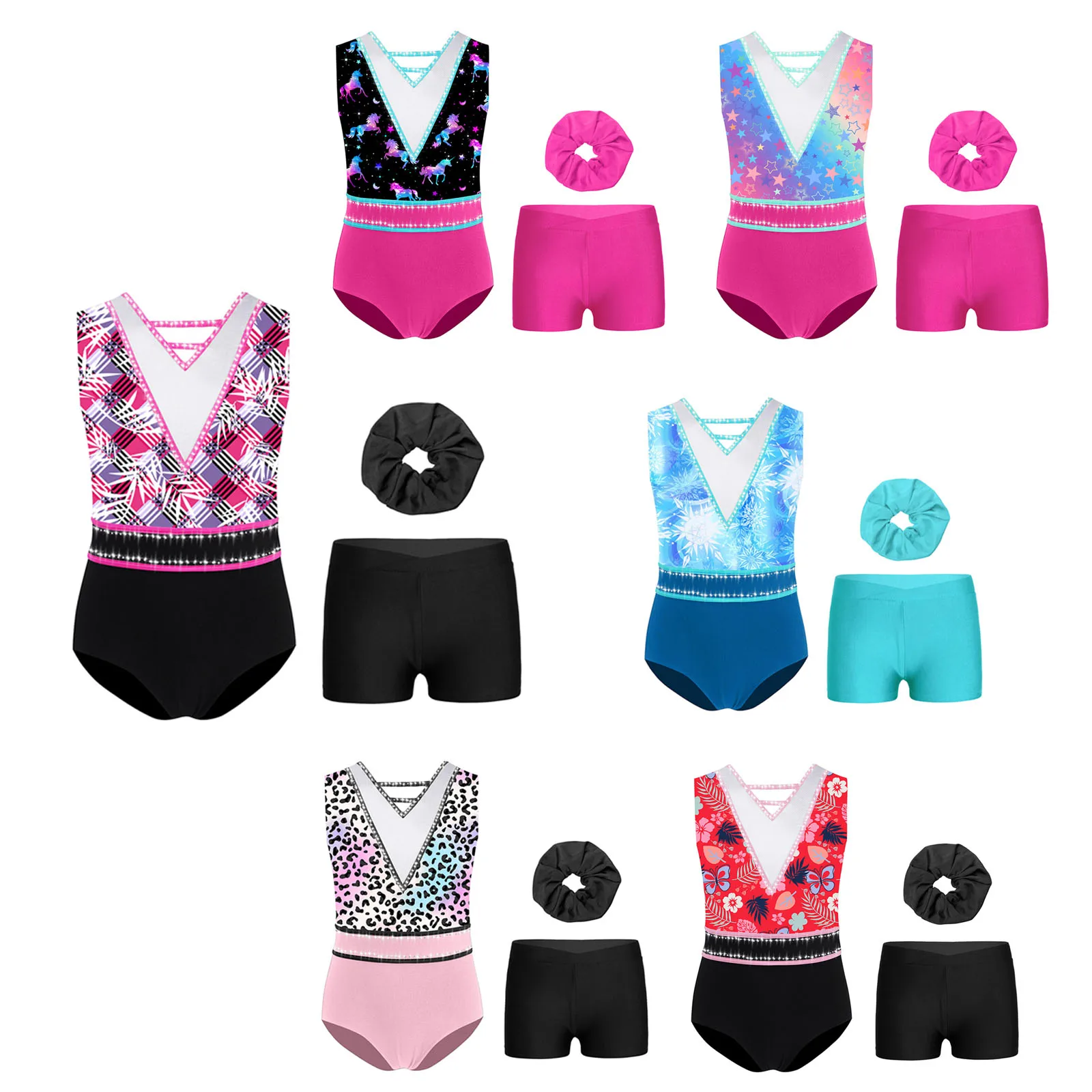 3Pcs Kids Girls Gymnastics Dance Outfit Sleeveless Rhinestone Leotard with Shorts And Hairband Ballerina Performance Dancewear
3Pcs Kids Girls Gymnastics Dance Outfit Sleeveless Rhinestone Leotard with Shorts And Hairband Ballerina Performance Dancewear