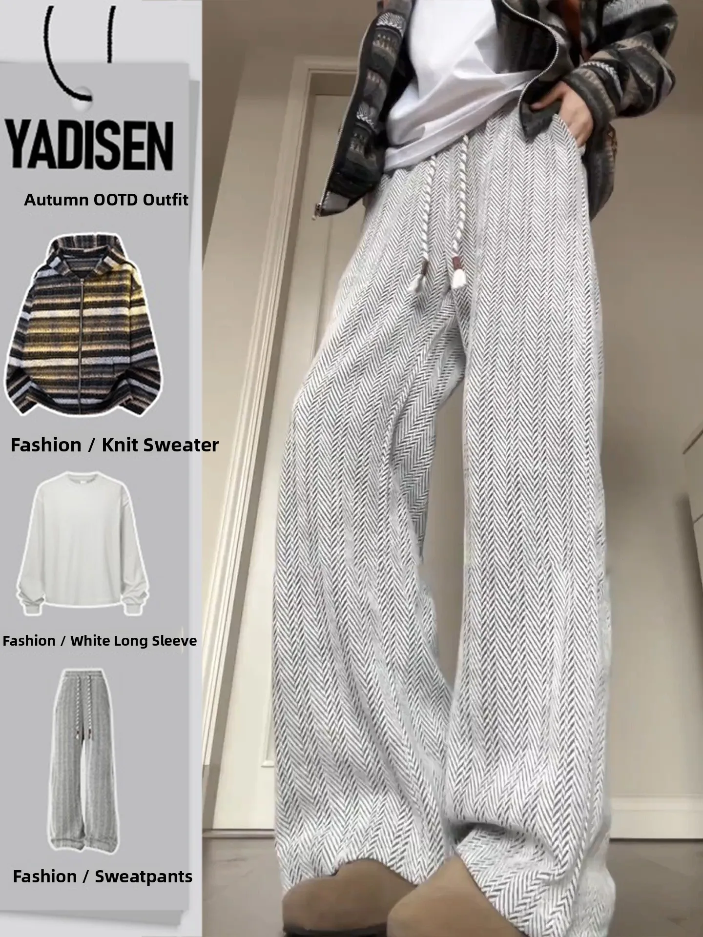 White Texture Knitted Men's Sweatpants Autumn Outfit Set Draped Feel Open Cardigan Sweatirt Loose Fit Long Sve Pants
White Texture Knitted Men's Sweatpants Autumn Outfit Set Draped Feel Open Cardigan Sweatirt Loose Fit Long Sve Pants