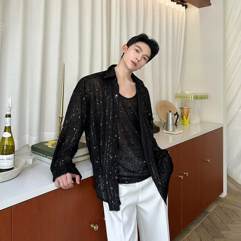 Heavy Embellied Long Sve irt Vest Set ex Loose Fit Nightclub Singer Stage Costume Trendy Sparkling Sequins Clubwear
Heavy Embellied Long Sve irt Vest Set ex Loose Fit Nightclub Singer Stage Costume Trendy Sparkling Sequins Clubwear