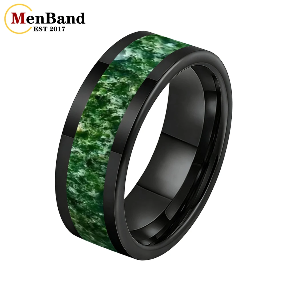 MenBand New Style 8MM Tungsten Carbide Rings Wedding Band Green Moss Agate Inlay Fashion Jewelry,Couple's Ring, Promise Ring
MenBand New Style 8MM Tungsten Carbide Rings Wedding Band Green Moss Agate Inlay Fashion Jewelry,Couple's Ring, Promise Ring