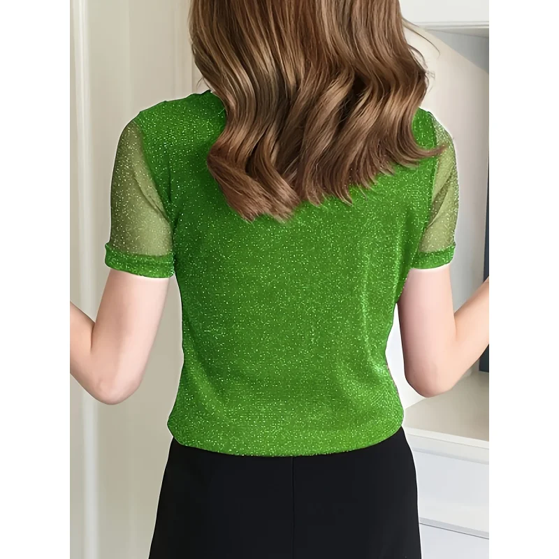 Silvery Hollow Short Sleeve Solid Color Women's-Shirt 2025 Summer New and Youthful Fashion Top
Silvery Hollow Short Sleeve Solid Color Women's-Shirt 2025 Summer New and Youthful Fashion Top