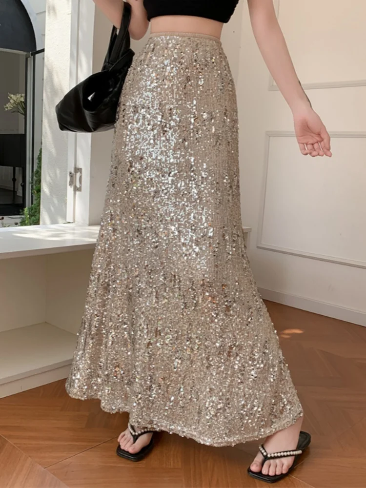 2025 New Fashion Summer Sequin Skirt Slim Elastic High Waist Show A-line Skirt Shining and Sparkling Butt Wrapping Mermaid Skirt
2025 New Fashion Summer Sequin Skirt Slim Elastic High Waist Show A-line Skirt Shining and Sparkling Butt Wrapping Mermaid Skirt