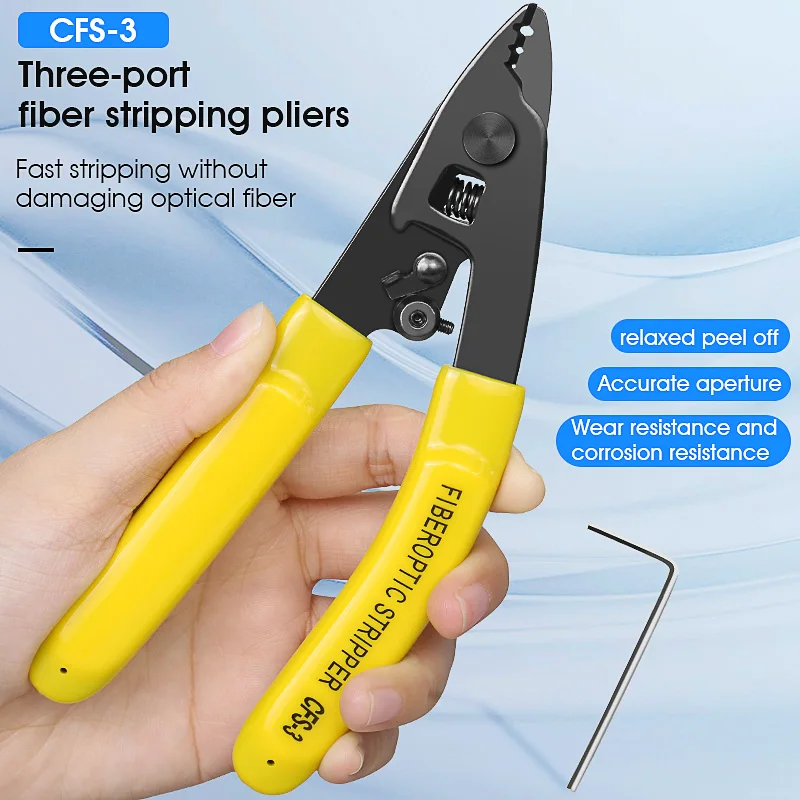 COMPTYCO CFS-3 There Port Fiber Optic Stripping Pliers Wire Stripper FTTH Tool Optical Fiber Cable Stripper
COMPTYCO CFS-3 There Port Fiber Optic Stripping Pliers Wire Stripper FTTH Tool Optical Fiber Cable Stripper