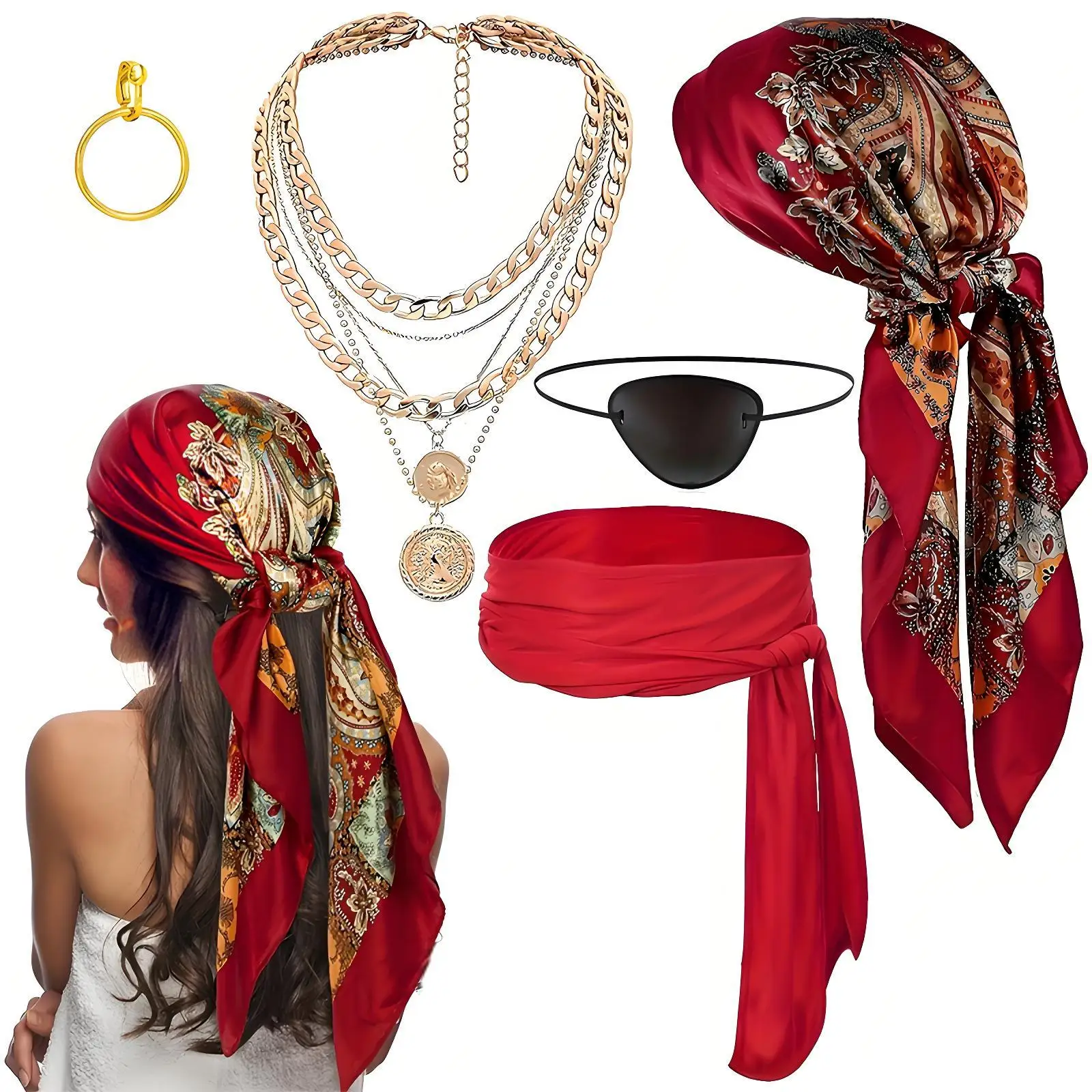 Adult Halloween Pirate Costume Accessories Set for Men Women Carnival Party Pirate Bandana Headscarves Hat Eye Masks Necklace
Adult Halloween Pirate Costume Accessories Set for Men Women Carnival Party Pirate Bandana Headscarves Hat Eye Masks Necklace