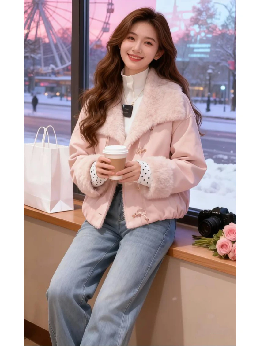 Корейская утепленная хлопковая куртка с воротником из овечьей шерсти для женщин, новая модная короткая стеганая куртка, милая укороченная хлопковая куртка
Корейская утепленная хлопковая куртка с воротником из овечьей шерсти для женщин, новая модная короткая стеганая куртка, милая укороченная хлопковая куртка
