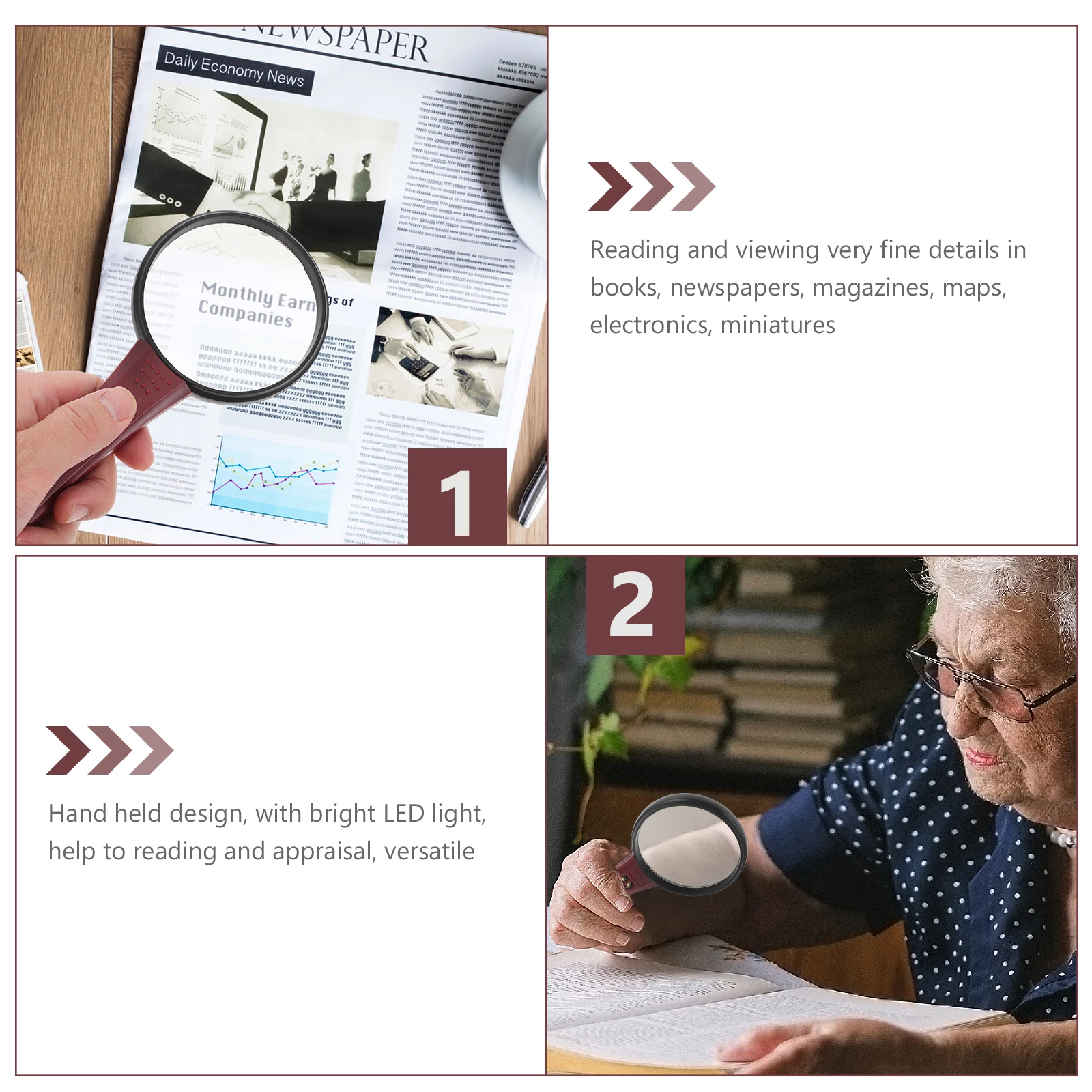1pc Handheld Magnifying Glass With Led Light Portable Senior Elderly Reading Magnifier Acrylic Lens Library Handy Lightweight
1pc Handheld Magnifying Glass With Led Light Portable Senior Elderly Reading Magnifier Acrylic Lens Library Handy Lightweight
