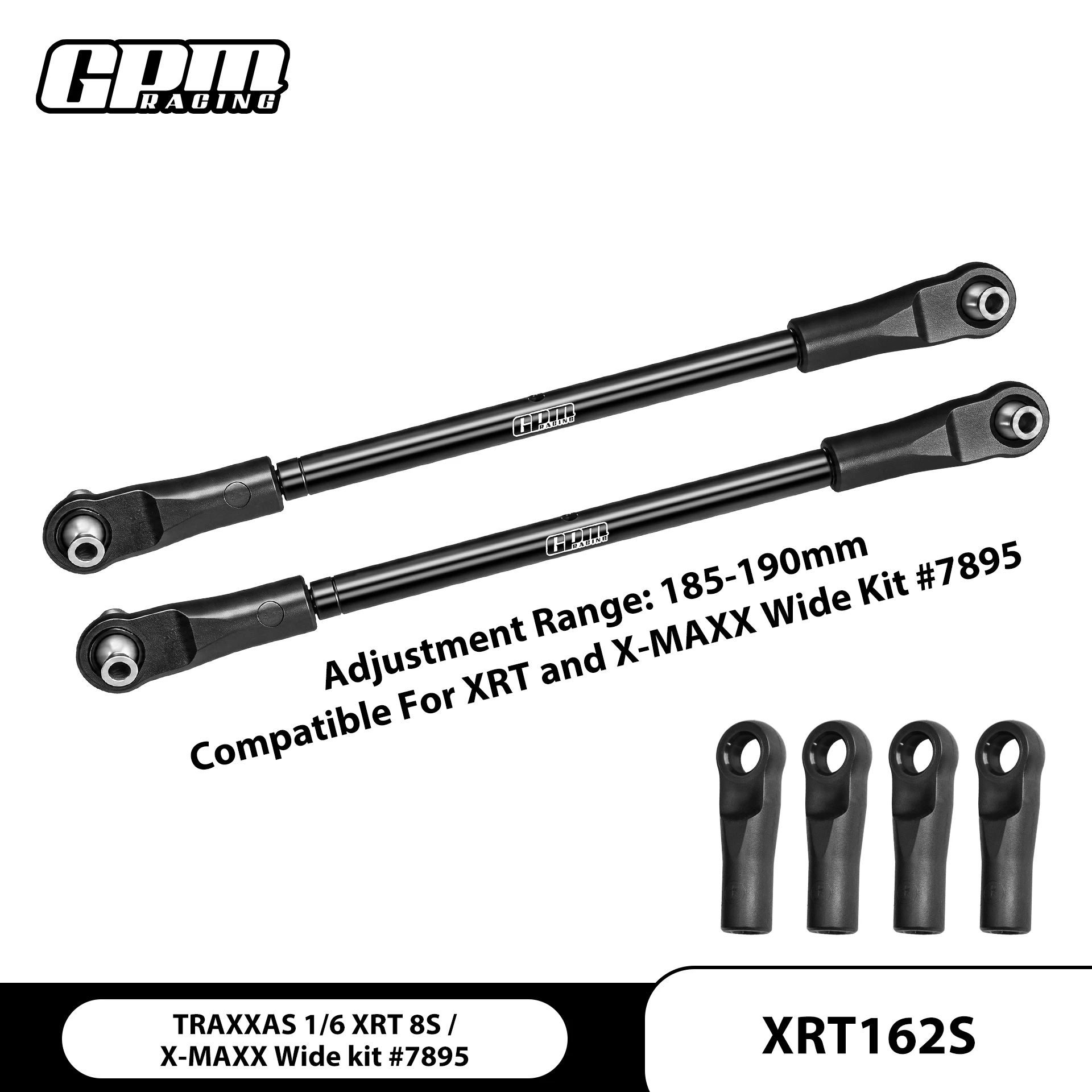 GPM 4140 CARBON STEEL ADJUSTABLE FRONT STEERING TOE LINKS 185-190MM TRAXXAS 1/6 4WD XRT 8S-78086-4
GPM 4140 CARBON STEEL ADJUSTABLE FRONT STEERING TOE LINKS 185-190MM TRAXXAS 1/6 4WD XRT 8S-78086-4