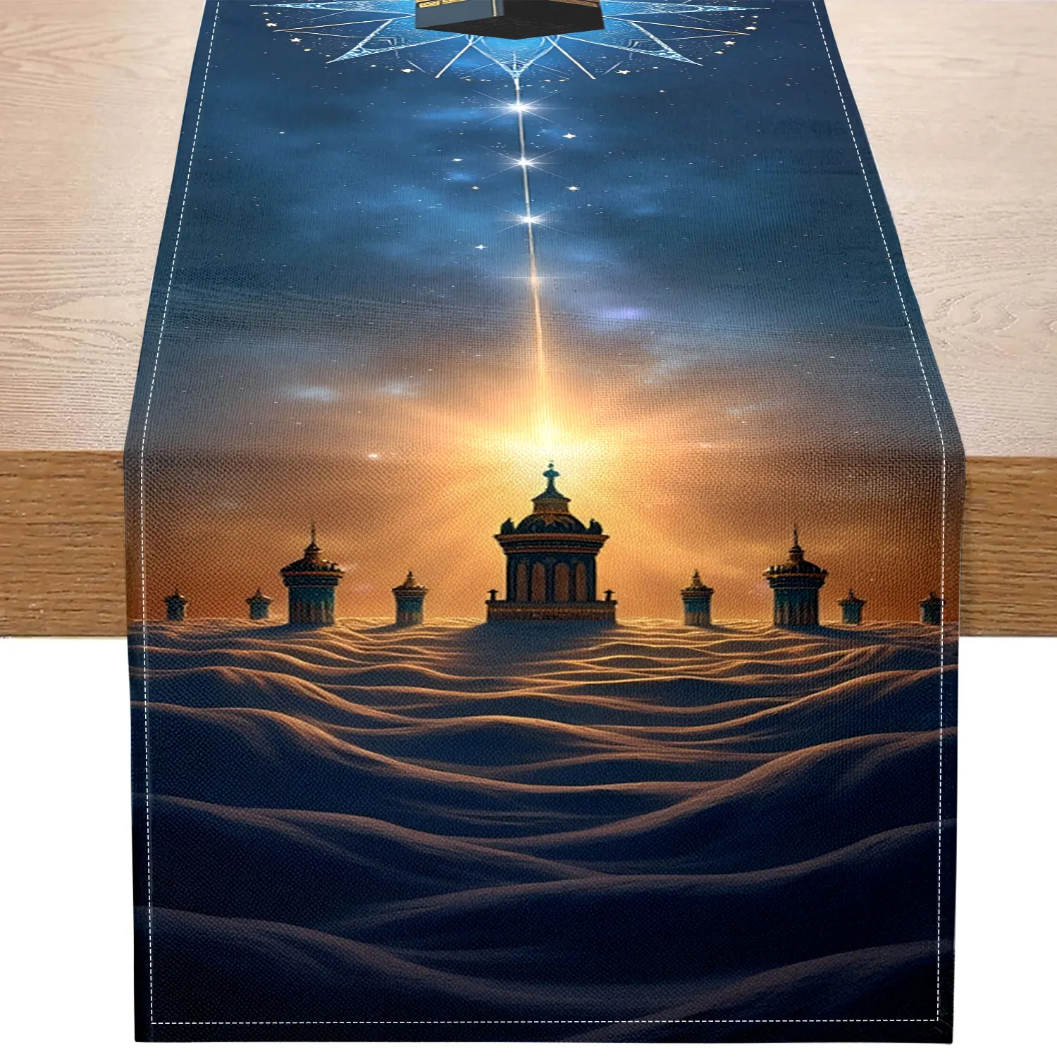 1 Piece of Mysterious Desert Temple-Themed Table Runner, Desert and Retro Architectural Pattern Table Runner under Starry Sky, Suitable for Fantasy-Themed Parties, Desert-Style Restaurant Decorations, Exotic Home Corner Arrangements, Fantasy Literature En
1 Piece of Mysterious Desert Temple-Themed Table Runner, Desert and Retro Architectural Pattern Table Runner under Starry Sky, Suitable for Fantasy-Themed Parties, Desert-Style Restaurant Decorations, Exotic Home Corner Arrangements, Fantasy Literature En