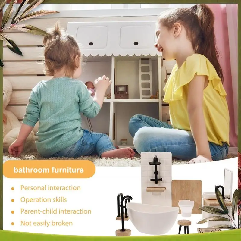 ABOU-8Pcs Bathroom Toilet Bathtub Basin Wooden Bathroom Cabinet With Sink Miniature Furniture For Doll Durable
ABOU-8Pcs Bathroom Toilet Bathtub Basin Wooden Bathroom Cabinet With Sink Miniature Furniture For Doll Durable