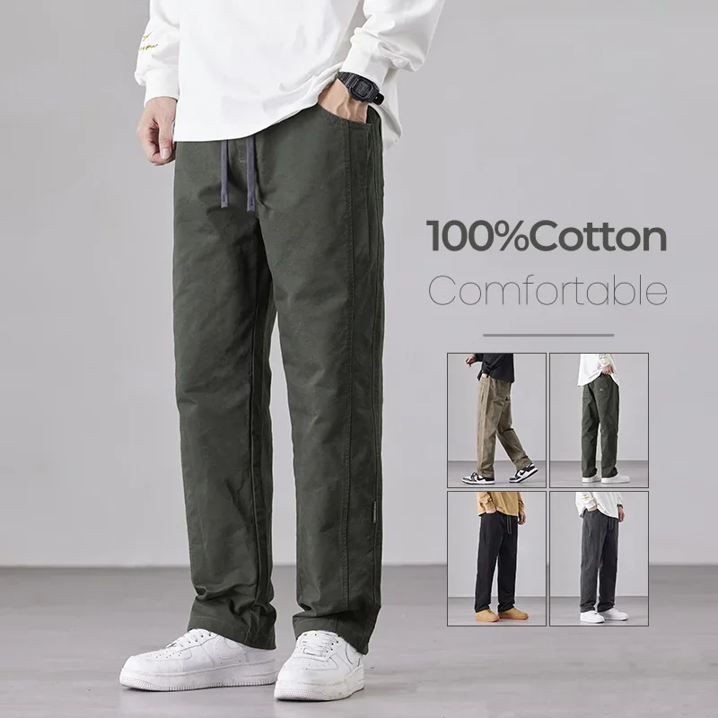 100% Cotton Casual Wide Pants for Men Korean Fashion Autumn Elastic Waist Baggy Straight Comfortable Trousers Solid Color Male
100% Cotton Casual Wide Pants for Men Korean Fashion Autumn Elastic Waist Baggy Straight Comfortable Trousers Solid Color Male