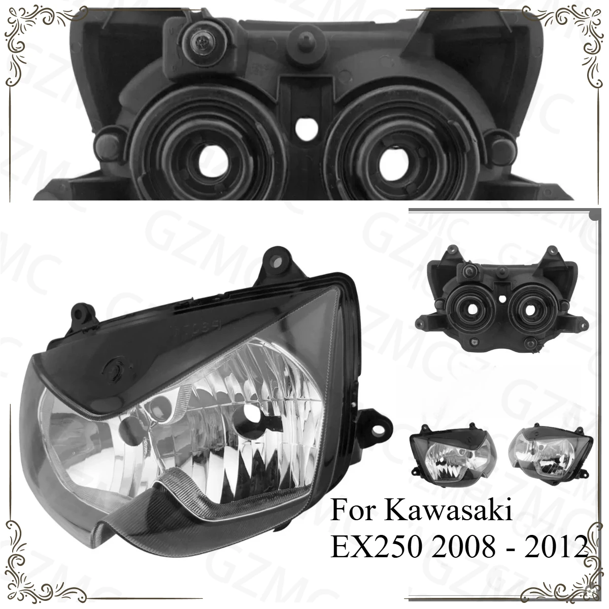 Фара в сборе для мотоцикла Kawasaki EX250 2008-2012 (аксессуары для EX 250 2011)
Фара в сборе для мотоцикла Kawasaki EX250 2008-2012 (аксессуары для EX 250 2011)