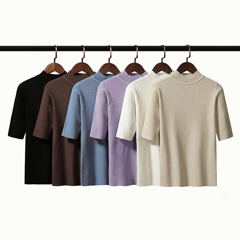 Spring plus Size Women's Knitted Base Shirt Half High Collar Five Sleeve Inner Wear Top Commute Style Polyester Fiber
Spring plus Size Women's Knitted Base Shirt Half High Collar Five Sleeve Inner Wear Top Commute Style Polyester Fiber