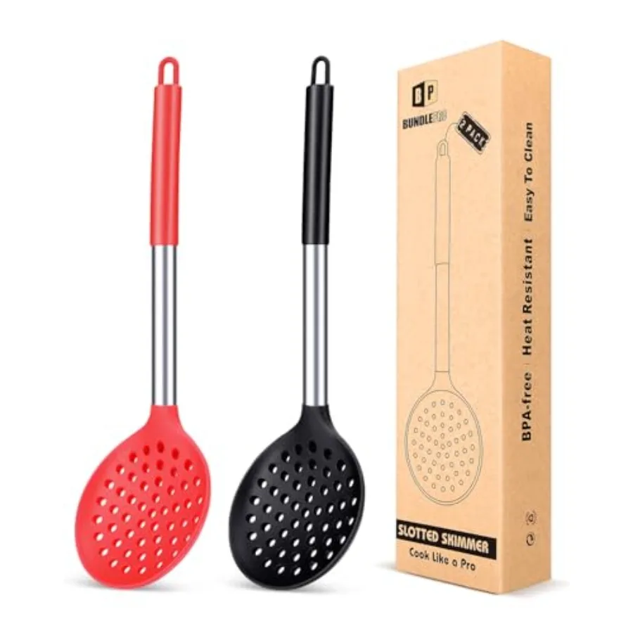 Kitchen Ladle Strainer Set of 2 Large Slotted Spoon with High Heat Resistant BPA Free Non Stick Cooking Skimmers For Draining a
Kitchen Ladle Strainer Set of 2 Large Slotted Spoon with High Heat Resistant BPA Free Non Stick Cooking Skimmers For Draining a