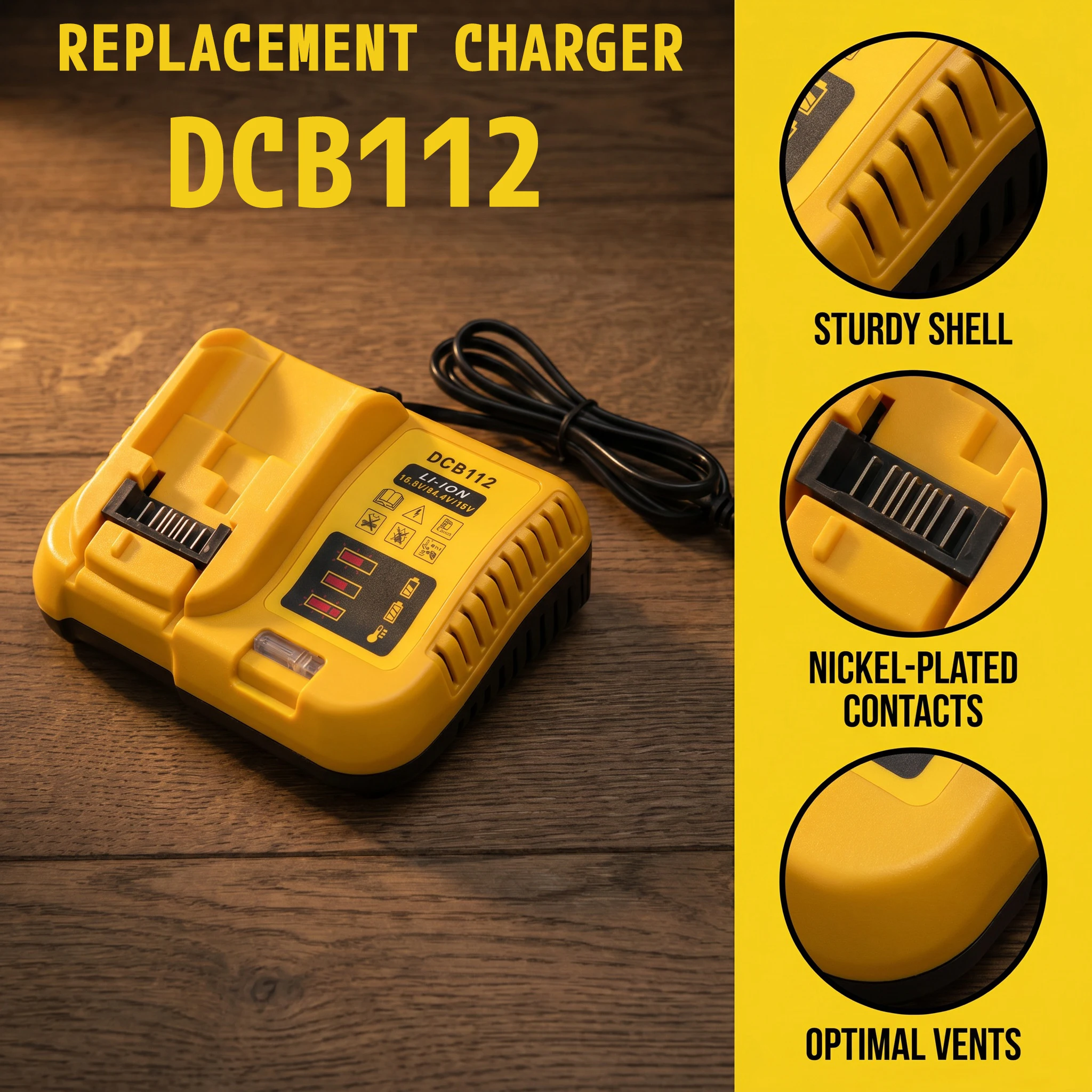 Replacement DCB112 Battery Charger for Dewalt 10.8V-20V Lithium Ion Batteries DCB101 DCB105 DCB107 DCB115, Universal Power Tool
Replacement DCB112 Battery Charger for Dewalt 10.8V-20V Lithium Ion Batteries DCB101 DCB105 DCB107 DCB115, Universal Power Tool