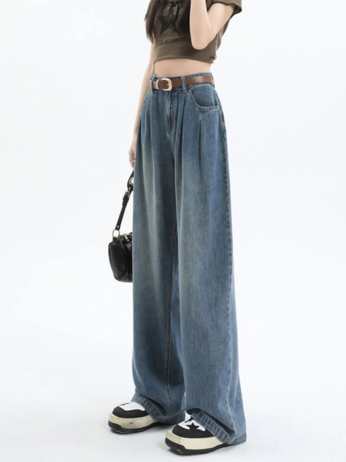 High Waist Wide Leg Denim Jeans Women's plus Size Faded Folded Hem Loose Slimming Straight Floor-Length Pants
High Waist Wide Leg Denim Jeans Women's plus Size Faded Folded Hem Loose Slimming Straight Floor-Length Pants