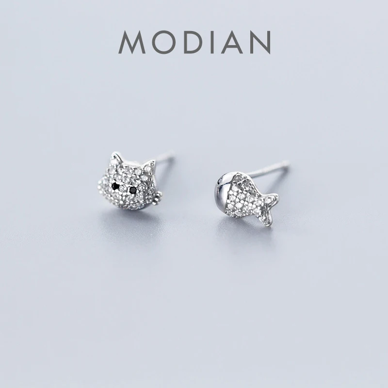MODIAN Dazzzling Clear CZ Cute Cat Face Fish Asymmetry Stud Earring for Women 925 Sterling Silver Animal Ear Studs Fine Jewelry
MODIAN Dazzzling Clear CZ Cute Cat Face Fish Asymmetry Stud Earring for Women 925 Sterling Silver Animal Ear Studs Fine Jewelry