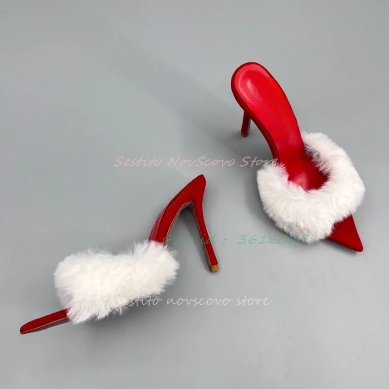 Pointed Open Toe Furry Mules Stiletto High Heels Slip On Shallow Sexy Women Summer Dress Sandals Classic Single Shoes
Pointed Open Toe Furry Mules Stiletto High Heels Slip On Shallow Sexy Women Summer Dress Sandals Classic Single Shoes