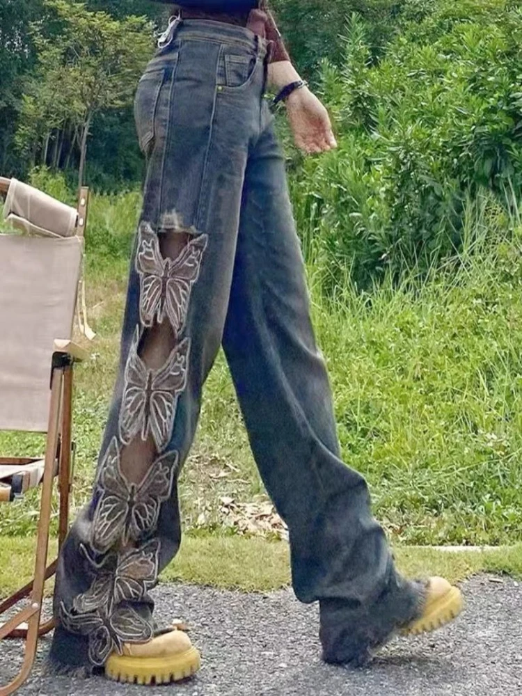 Модные уличные джинсы: весенняя новинка, ретро-стиль, трендовые, с высокой талией, вышивкой, свободные, с вырезами в виде бабочек, дизайнерские, широкие брюки
Модные уличные джинсы: весенняя новинка, ретро-стиль, трендовые, с высокой талией, вышивкой, свободные, с вырезами в виде бабочек, дизайнерские, широкие брюки