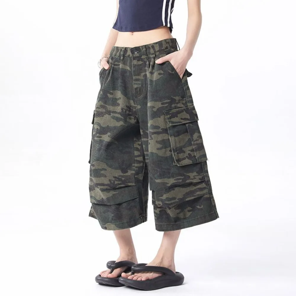 Summer Korean Retro Camouflage Tooling Pocket Versatile Pants Women's High Waist Versatile Loose Wide-leg Cropped Pants Casual
Summer Korean Retro Camouflage Tooling Pocket Versatile Pants Women's High Waist Versatile Loose Wide-leg Cropped Pants Casual