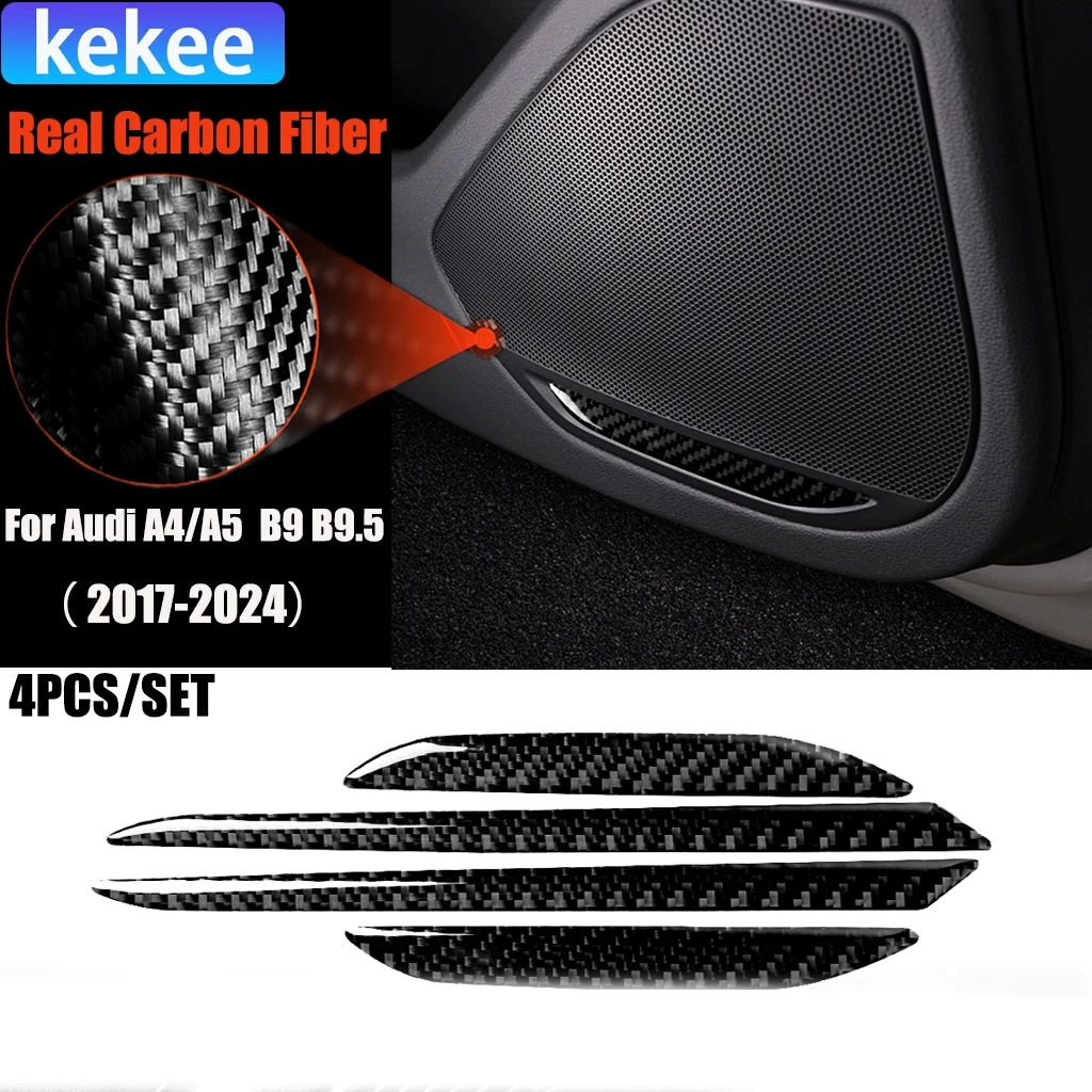 Carbon Fiber Car Accessories Door Speaker Modified Interior Trim Cover Soft Sticker For Audi A4/A5 RS4 S4 B9 B9.5 2017-2024 
Carbon Fiber Car Accessories Door Speaker Modified Interior Trim Cover Soft Sticker For Audi A4/A5 RS4 S4 B9 B9.5 2017-2024