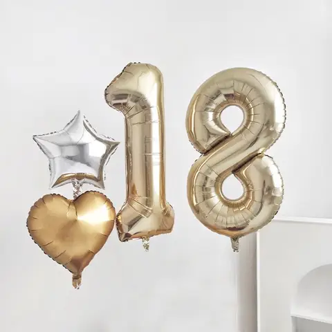 40Inch Light Gold Digital Aluminum Film Balloon Happy Birthday Party Decoration Kids Adults Photo Props Large Number Balloons
