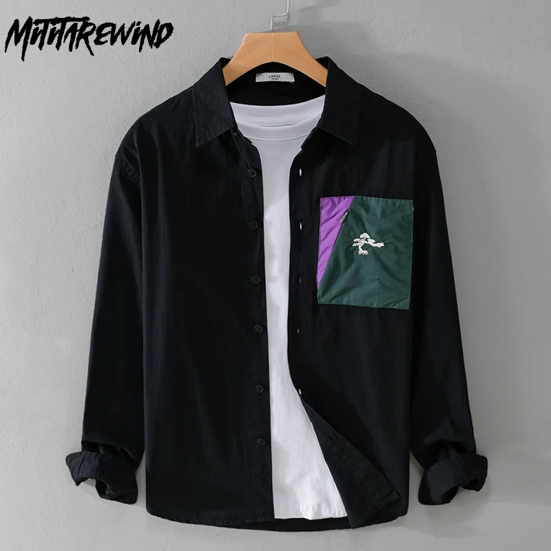 Spring Long Sleeves New in Shirt Men Daily Casual Loose Pure Cotton Tops Pocket Patchwork Design Shirts Youth Versatile Shirt
Spring Long Sleeves New in Shirt Men Daily Casual Loose Pure Cotton Tops Pocket Patchwork Design Shirts Youth Versatile Shirt