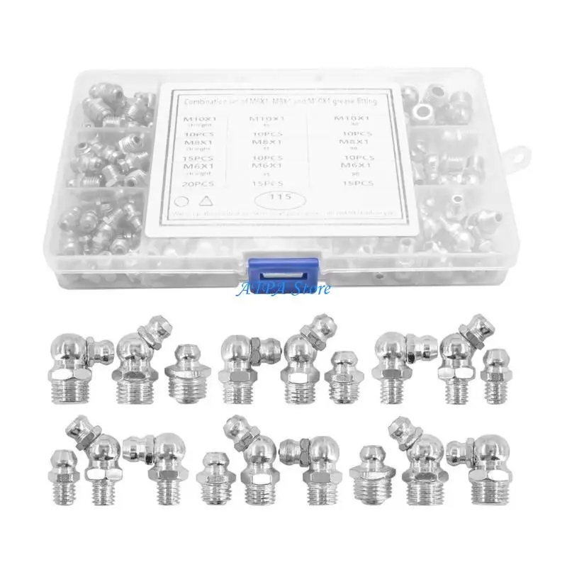 U13C 115Pcs Metal Zerk Grease Nipple Fittings for Replacing Missing Fitting
U13C 115Pcs Metal Zerk Grease Nipple Fittings for Replacing Missing Fitting