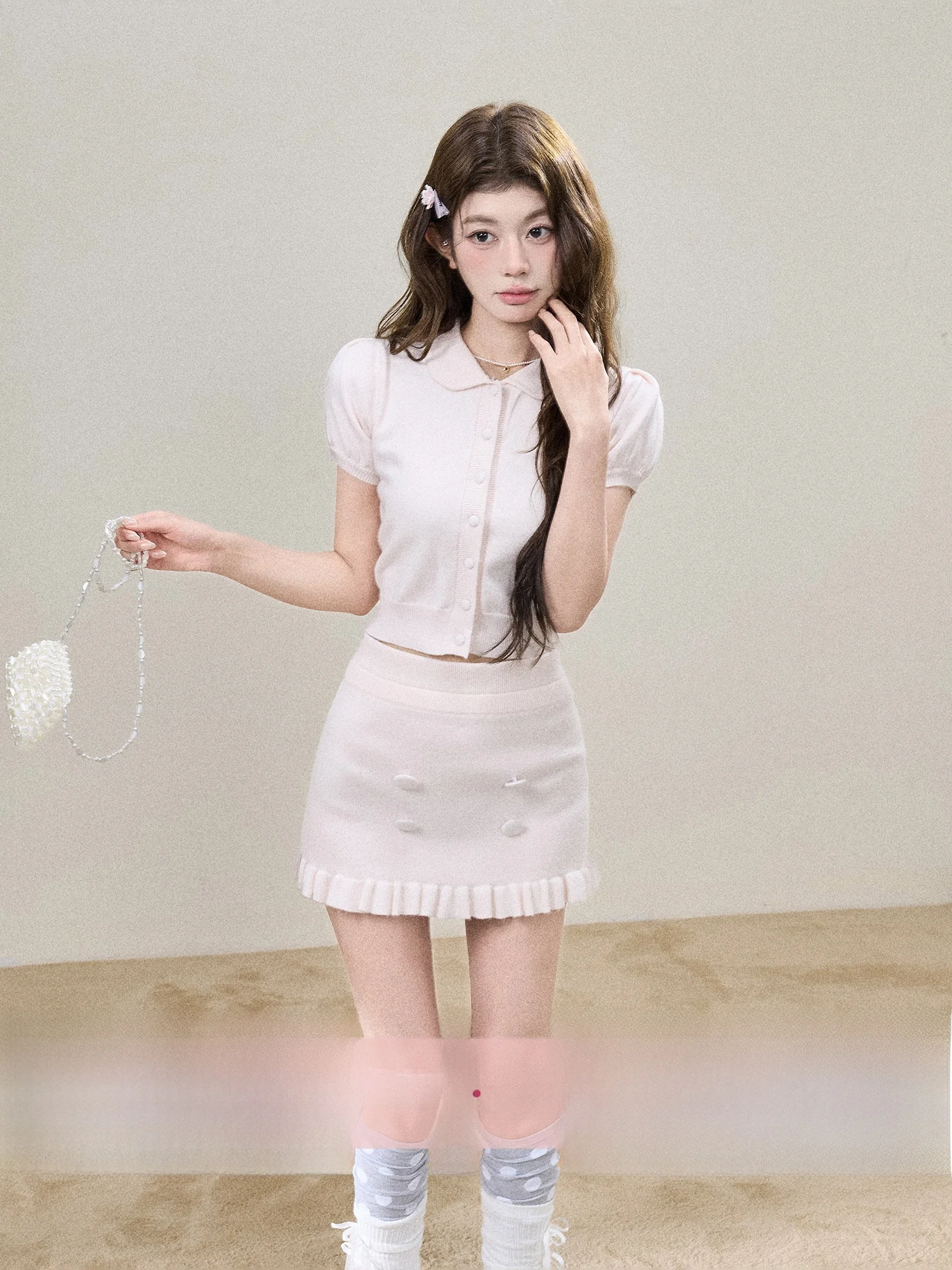 BBT Sweety Sweet Style Knitted T-Shirt And Short Skirt Set Women's Summer Slimming Two-Piece Suit with Double-Row Buttons
BBT Sweety Sweet Style Knitted T-Shirt And Short Skirt Set Women's Summer Slimming Two-Piece Suit with Double-Row Buttons