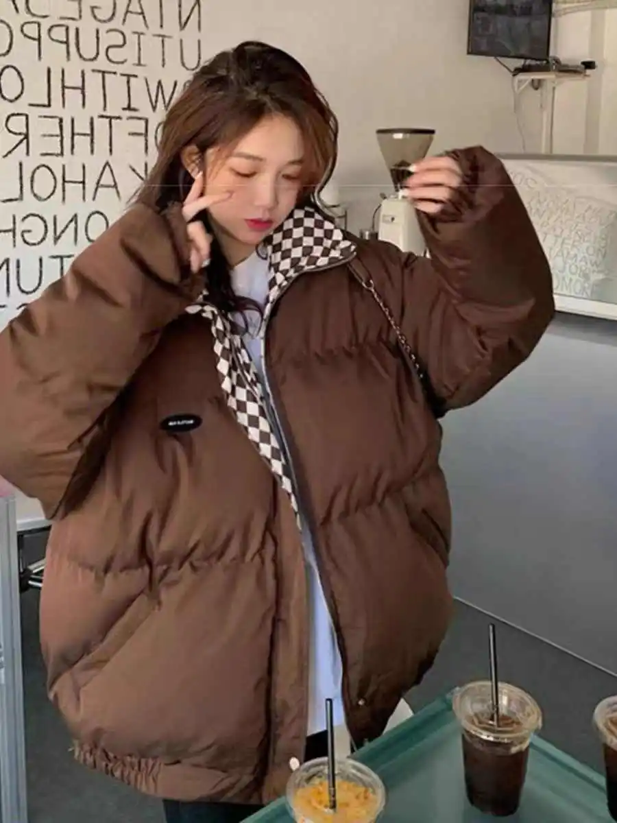 Women's Stitching Checkered Pattern Jacket Autumn Winter Solid Color Warm Top Female Zipper Long Sleeves Loose Bread Coat
Women's Stitching Checkered Pattern Jacket Autumn Winter Solid Color Warm Top Female Zipper Long Sleeves Loose Bread Coat