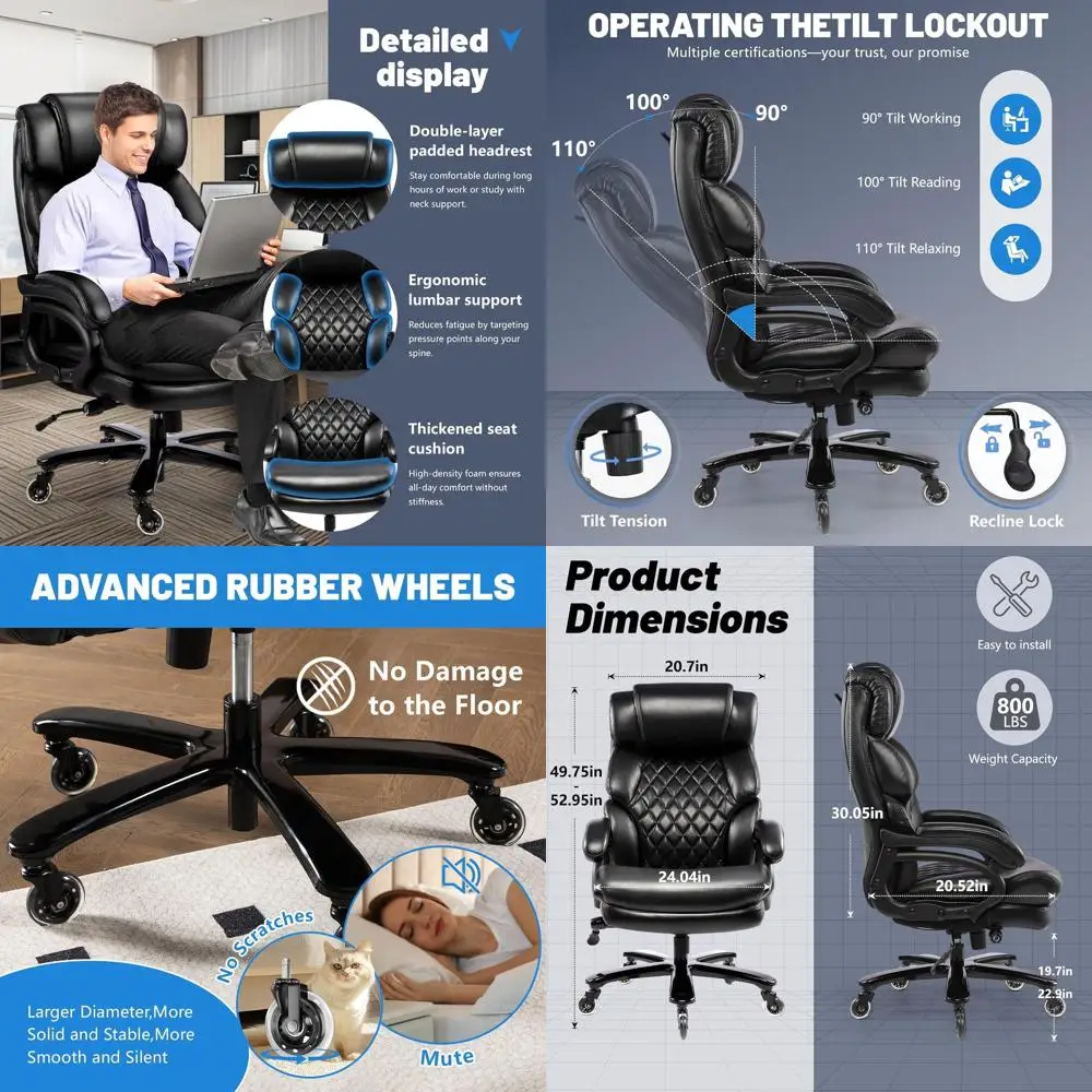 High-Capacity Ergonomic Office Chair for Big and Tall, Executive High-Back, Wide Seat, Adjustable Lumbar Support, Comfortable fo
High-Capacity Ergonomic Office Chair for Big and Tall, Executive High-Back, Wide Seat, Adjustable Lumbar Support, Comfortable fo