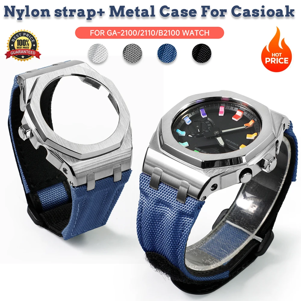 Nylon strap+metal case For CasioAK GA-2100 GA2110 GAB2100 Mod kit stainles steel bezel Nylon Leather watchband With Screws Corre
Nylon strap+metal case For CasioAK GA-2100 GA2110 GAB2100 Mod kit stainles steel bezel Nylon Leather watchband With Screws Corre