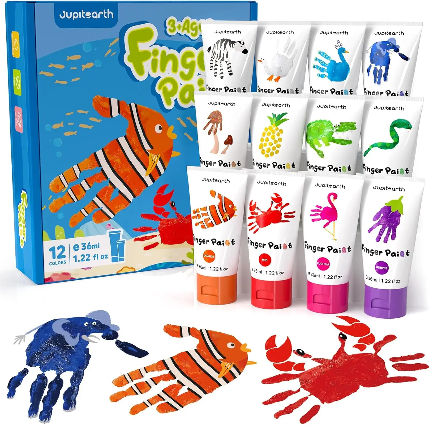 28 PCS Finger Paint Set - Washable, Non-Toxic, 12 Colors, Safe for Kids Art
28 PCS Finger Paint Set - Washable, Non-Toxic, 12 Colors, Safe for Kids Art