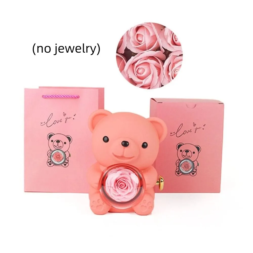 New Rotating Rose Jewelry Box Red Pink Bear Gifts Box Soap Flower Necklace Storage Ring Gift Case Valentine's Day
New Rotating Rose Jewelry Box Red Pink Bear Gifts Box Soap Flower Necklace Storage Ring Gift Case Valentine's Day