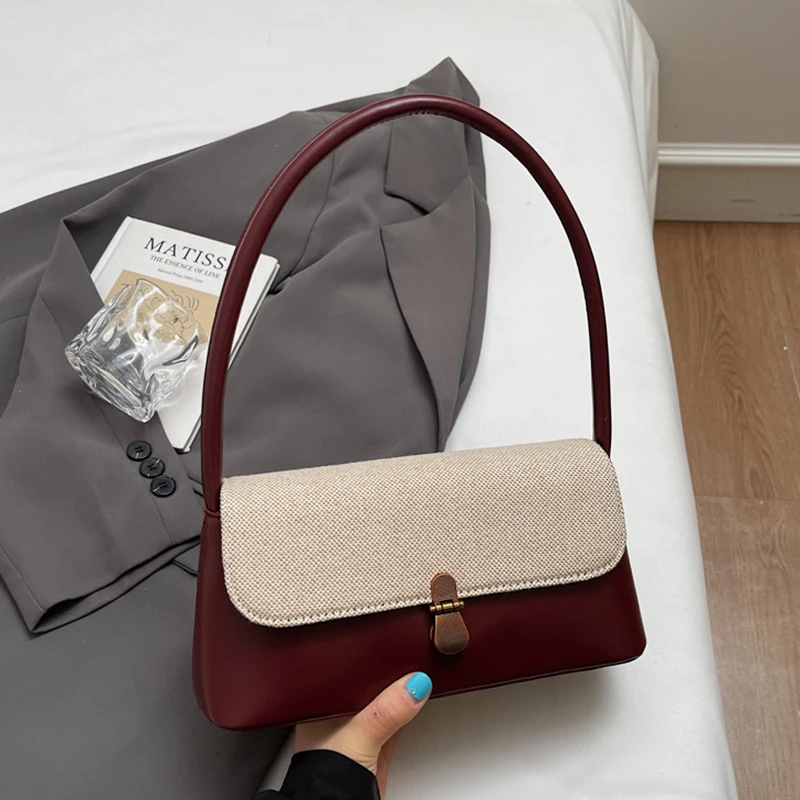 Women's Contrast Color Vintage One Shoulder Bag Chic Patchwork Buckle Underarm Bags Spring Summer Versatile Commute Handbags
Women's Contrast Color Vintage One Shoulder Bag Chic Patchwork Buckle Underarm Bags Spring Summer Versatile Commute Handbags