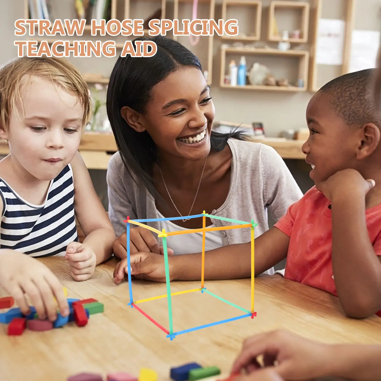 1Set Straw Building Construction Kit Soft Tube Interlocking Engineering Educational Creative Kids Playing Learning Set
