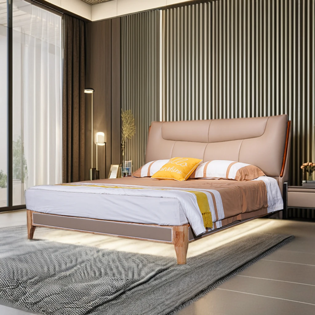 #Modern Simple Design Solid Woof Frame Bed Sets Luxury Bedroom Furniture High Quality Leather Queen Size Storage Bed
#Modern Simple Design Solid Woof Frame Bed Sets Luxury Bedroom Furniture High Quality Leather Queen Size Storage Bed