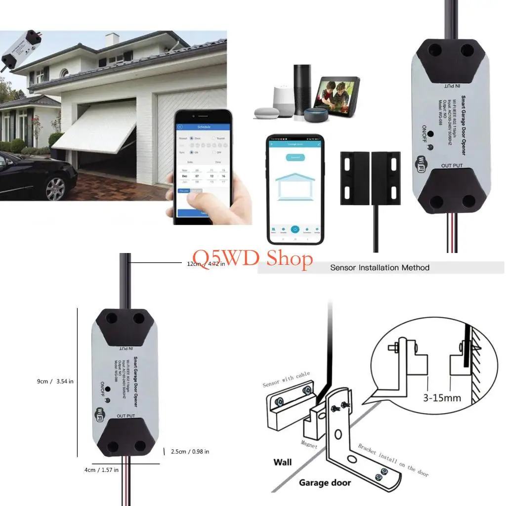 Q5WD WiFi Switches Garage Door Controller Intelligent Door Opener Works With Voice Controls Remote Controls Garage Opener
Q5WD WiFi Switches Garage Door Controller Intelligent Door Opener Works With Voice Controls Remote Controls Garage Opener