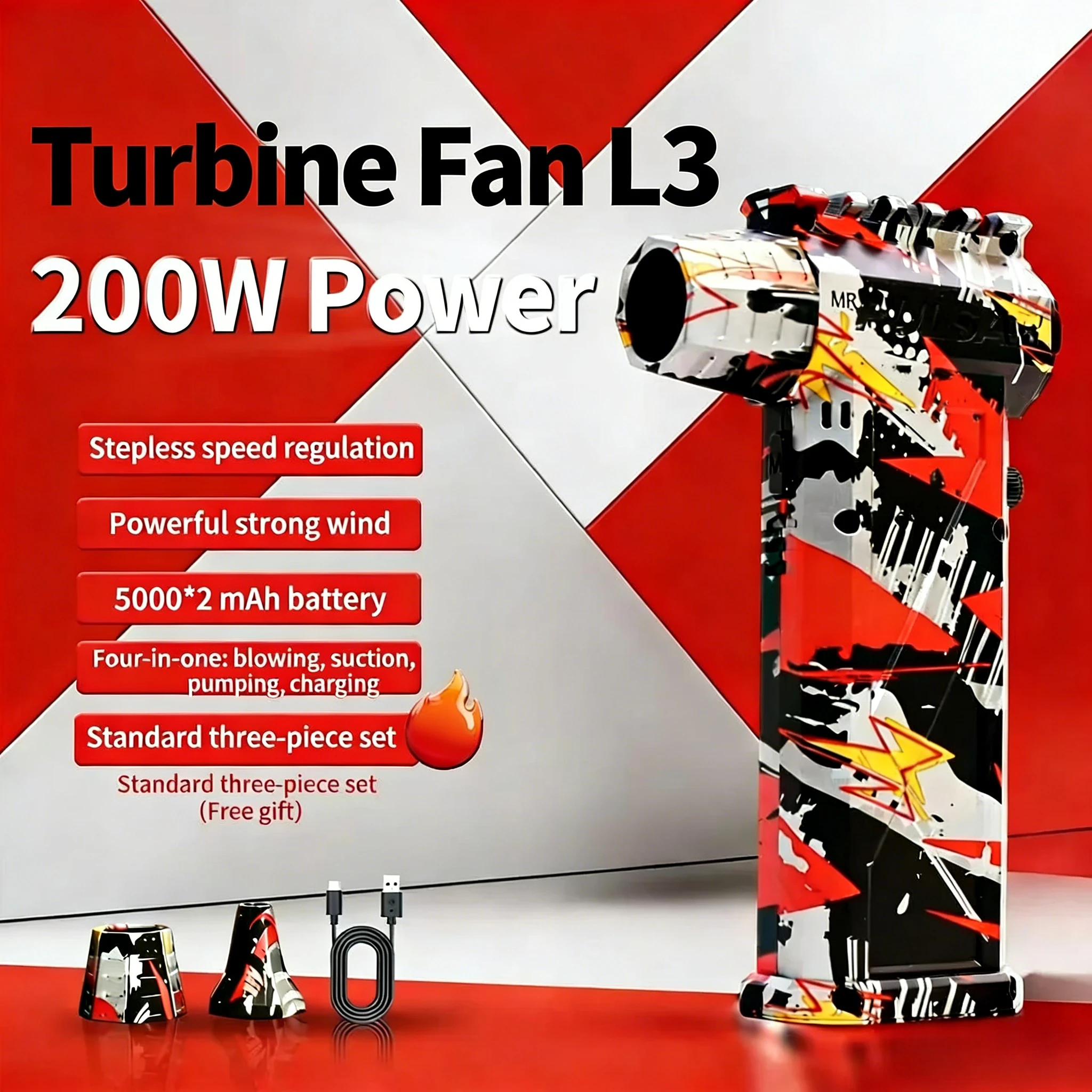 Мощный воздуходув X3, 600000 об/мин, бесщеточный, с функцией вакуумного пылесоса, сильный ветер 53 м/с, турбовентилятор, зарядка Type-C
Мощный воздуходув X3, 600000 об/мин, бесщеточный, с функцией вакуумного пылесоса, сильный ветер 53 м/с, турбовентилятор, зарядка Type-C