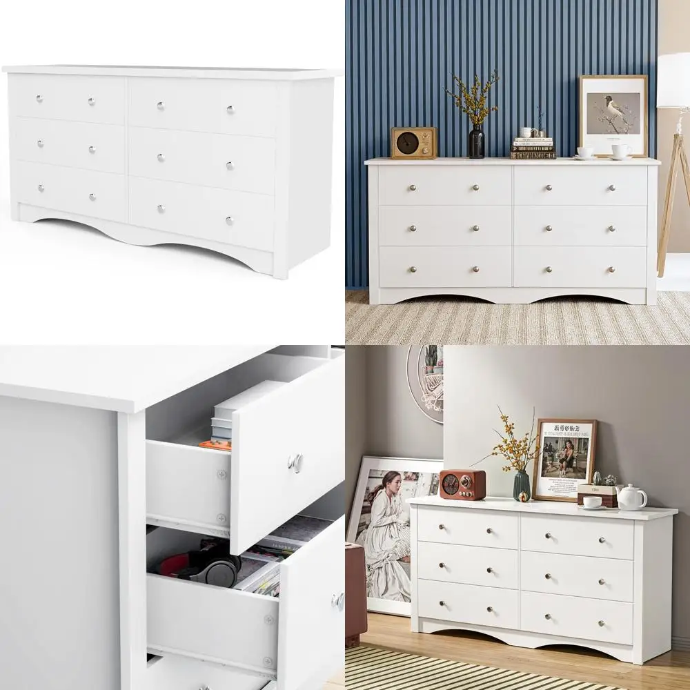 6-Drawer Wooden Dresser for Bedroom, Wide Storage Organizer for Living Room, Hallway, and Closets in White
6-Drawer Wooden Dresser for Bedroom, Wide Storage Organizer for Living Room, Hallway, and Closets in White