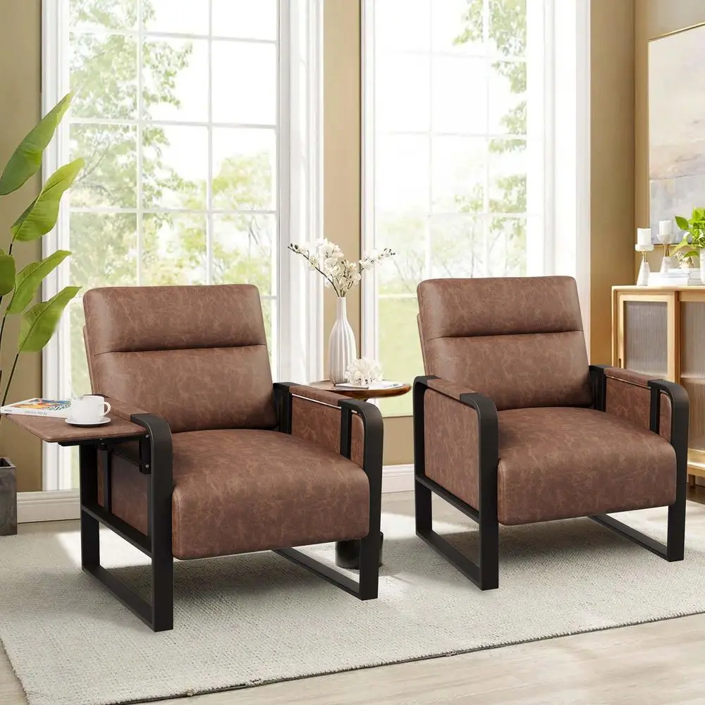 PU Leather Accent Chairs Set of 2 Upholstered Armchairs with Tray Table Leisure Side Chairs for Living Room Bedroom Office Dark
PU Leather Accent Chairs Set of 2 Upholstered Armchairs with Tray Table Leisure Side Chairs for Living Room Bedroom Office Dark