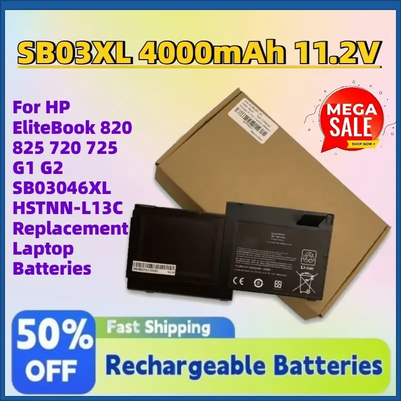 In Stock SB03XL 4000mAh 11.2V Battery for HP EliteBook 820 825 720 725 G1 G2 SB03046XL HSTNN-L13C Replacement Laptop
In Stock SB03XL 4000mAh 11.2V Battery for HP EliteBook 820 825 720 725 G1 G2 SB03046XL HSTNN-L13C Replacement Laptop