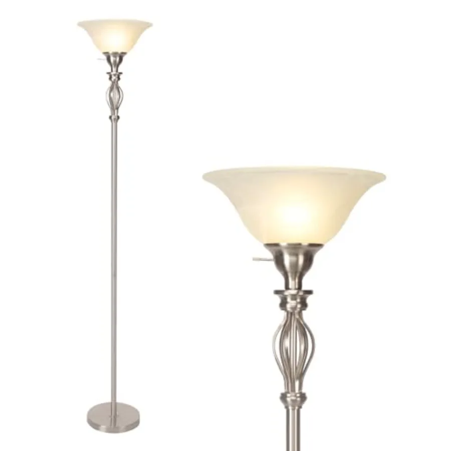 Torchiere Floor Lamps for Living Room, Standing Lamp with White Alabaster Glass Shade, Corner Floor Lamp Pole Lamp - Elegant Fl
Torchiere Floor Lamps for Living Room, Standing Lamp with White Alabaster Glass Shade, Corner Floor Lamp Pole Lamp - Elegant Fl